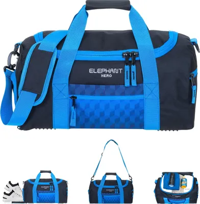 Produktbild von Sporttasche Elephant Hero Signature Tasche Sport Fitness Kindertasche Jungen Mädchen Nass- / Schuhfach 12867 Dark Blue Cube (Blau Schwarz)