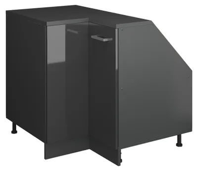 Produktbild von Eck-Küchenschrank für Dachschrägen Vicco R-Line Anthrazit Hochglanz 75.6 cm mit 1 Tür, Schrankkorpus 60 cm Tiefe, Model 60472