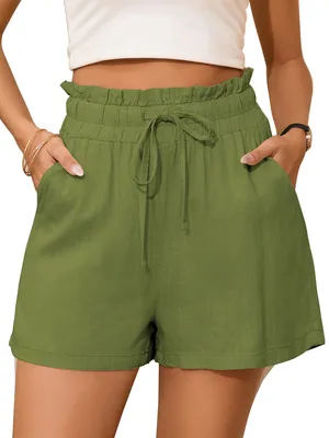 Produktbild von StylSense Kurze Hose Damen Sommer Leinen Musselin Bermuda Shorts Baumwolle High