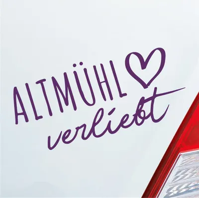 Produktbild von Auto Aufkleber Altmühl verliebt Herz Fluss Wasser Water Liebe Car 19x9 cm Lila Sticker Heckscheibenaufkleber