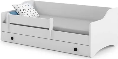 Zdjęcie produktu dla Łożko dziecięce ERYK z szufladą i barierką 160x80 uchwyt czarny