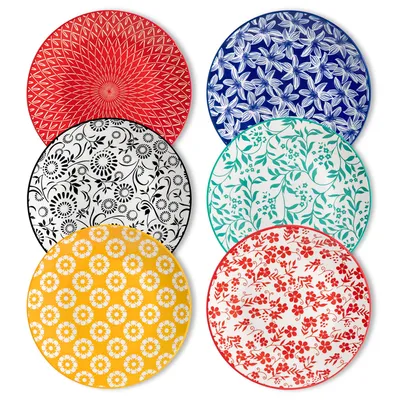 Produktbild von Vancasso 6-teilig Tellerset aus Porzellan, Dessertteller, Salatteller, Kuchenteller, Frühstücksteller, Bunt