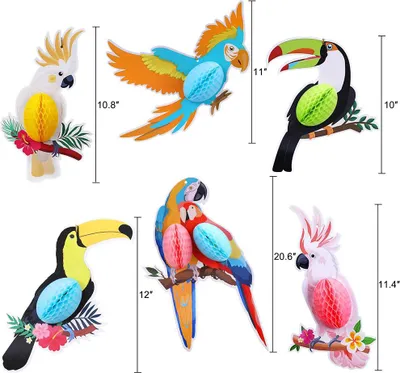 Produktbild von 6 teile/satz Papier Hängen Papagei Dekoration Tropical Party Sommer Garten Geburtstag Hochzeit Dekor