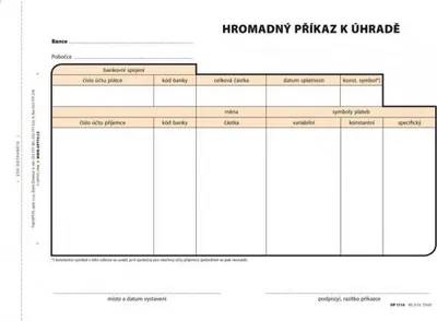 Produktbild von 1110 - Příkaz k úhradě hromadný A5, 100 l., NCR