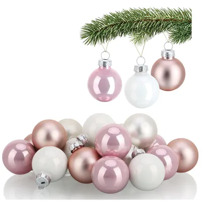 20 Mini-Glaskugeln für Weihnachtsbaum, Ø 3 cm, rosa matt/glänzend