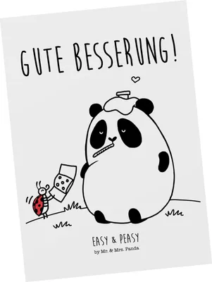 Produktbild von Mr. & Mrs. Panda Grußkarte Panda Gute Besserung - Weiß - Geschenk, Postkarten, Ansichtskarte, Ansichtskarten, Postkarte, Fotokarte