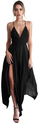Produktbild von Damen Maxi Kleid mit V-Ausschnitt und Schlitz für Feier und Hochzeit