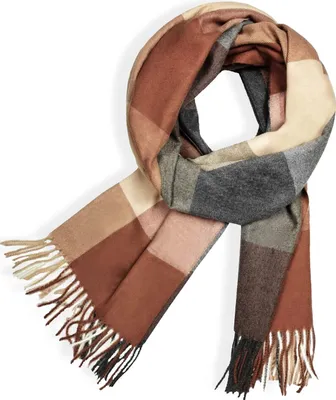 Produktbild von Glamexx24 Schal Damen Winter Kariert Fashion: Damen Winter Schal Kaschmir, Strickset Schal übergroßer Quadratisch Deckenschal Deckenschal Halstuch Streifen Muster Fransen Poncho Creme beige braun