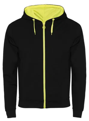 Produktbild von Roly - "Fuji" Hoodie mit durchgehendem Reißverschluss für Herren/Damen Uni LT5170 (XL) (Schwarz/Fluoreszierendes Gelb)