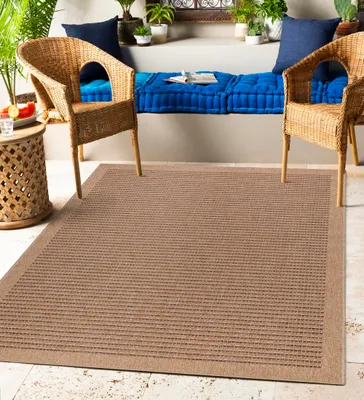 Produktbild von In& Outdoor Teppich Wetterfest Modern Design Natur für Küche Balkon Terrasse Garten auch Wohnzimmer Teppich, Größe: 80 x 150 cm, Farbe: Schwarz-2