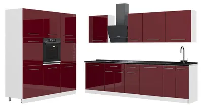 Obrázek produktu pro Kuchyňský kout Vicco Fame-Line Bordó červená vysoký lesk/Bílá 460 cm, PD Antracit, Model 63833