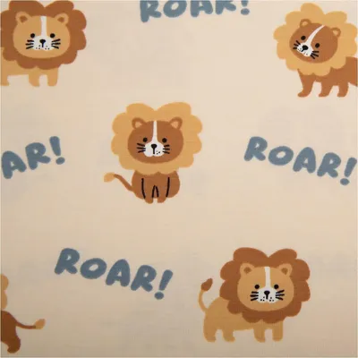 Produktbild von Jerseystoff Meterware Löwe ROAR! ecru – Baumwolljersey