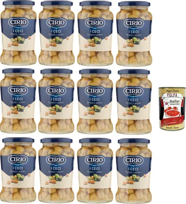 Produktbild von Cirio I Ceci, Corposi e Gustosi I Kichererbsen, vollmundig und lecker 12x370gr + Italian Gourmet polpa 400g