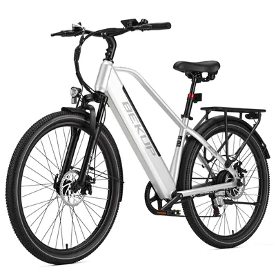 Produktbild von 26 Zoll E-Bike City E-Bike & E-Hollandrad 522 Wh 45 Nm 36V 14.5Ah 120km für Arbeitsweg und Wochenendtouren mit Rücklichtern SHIMANO 7-Gang Silber