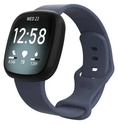 Produktbild von By Qubix passend für Fitbit Versa 3 & 4 / Sense 1 & 2 Sportarmband - Grau-Blau - Größe: M/L