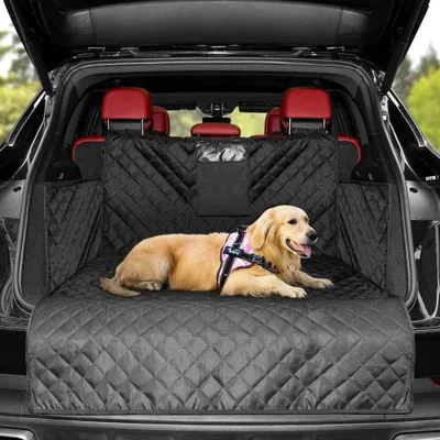 Produktbild von Kofferraumschutz für Hunde mit Seitenschutz, wasserdichte und rutschfeste Kofferraumschutzabdeckung für Universalauto und SUV, leicht zu reinigen, Schwarz, 185 x 105 cm