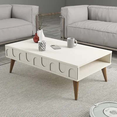 Image de Skye Decor, Lyon 34 - Crème, Noyer, Table basse, Crème, PANNEAUX DE PARTICULES 100 % MÉLAMINÉS, 105 x 60 x 34,6 cm