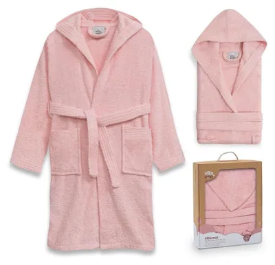 Productafbeelding van Interbaby Badjas voor babyjongens, model LISO, uni, roze, maat 116