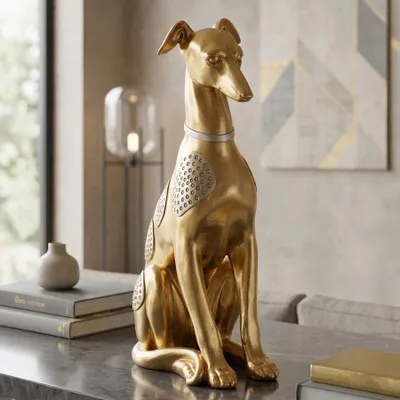 Immagine prodotto di Mauro Ferretti scultura cane Sit Dog 19,8x10x29 cm oro argento