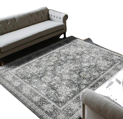 Produktbild von VEVOR Teppich, 8 x 10 ft großer waschbarer Teppich, rutschfest und reißfest weicher Teppich, haustier- und kinderfreundliche Vintage-Teppiche, Innenmatte für Schlafzimmer, Wohnzimmer, Kinderzimmer, Büro, braunrot, Grau, 8 x 10 ft-a