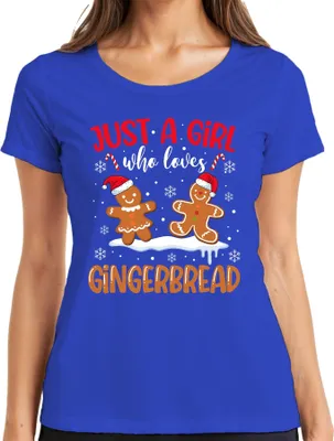 Produktbild von Just A Girl Who Loves Gingerbread Weihnachten Lebkuchen Damen T-Shirt, Blau, S