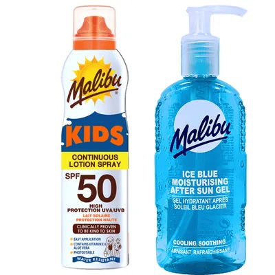 Zdjęcie produktu dla Malibu Mleczko W Aerozolu Dla Dzieci SPF50 175ml + Żel Po Opalaniu 200ml