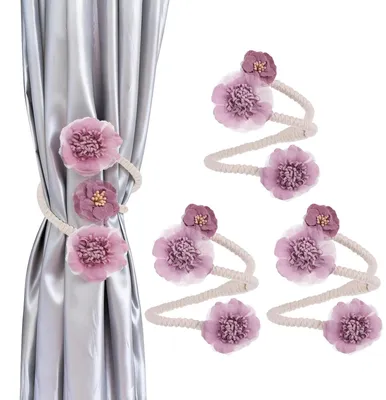 Produktbild von Vorhanghalter mit Blumenmuster, 4 Stück