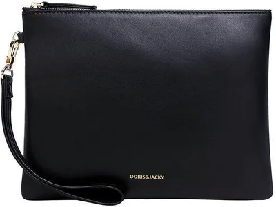 Produktbild von Clutch aus echtem Leder schwarz mit Polsband