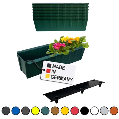Image de BURI 6 inserts de jardinières pour palettes Euro avec tapis d'arrosage | 37,3cm vert foncé | Jardinière pour palette Euro | Balconnière | Pot de fleurs | en plastique solide | Germany