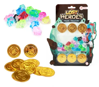Immagine prodotto di Toi-Toys - Set di eroi perduti Monete d'oro e diamanti Monete del tesoro dei pirati Forziere d'oro del tesoro dei pirati Monete d'oro e diamanti del tesoro dei pirati