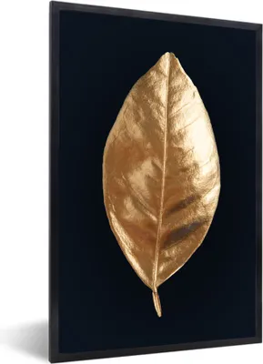 Produktbild von MuchoWow® MuchoWow® Gerahmtes Poster Gold - Blatt - Luxus 20x30 cm - Poster mit zchwarzem Bilderrahmen - Drucken - Bilder Poster im Rahmen