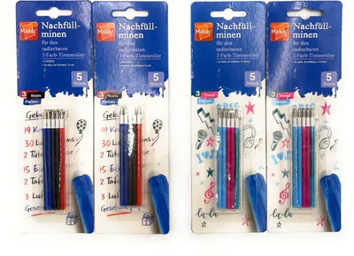 Produktbild von 10 Stück Nachfüllminen für den radierbaren 3-Farb-Tintenroller , Design:1
