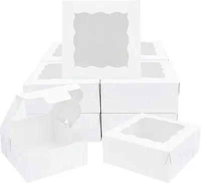 Produktbild von Famanu Geschenkboxen 15 Stück - Kraftpapier mit Fenster - 15 x 15 x 6 cm