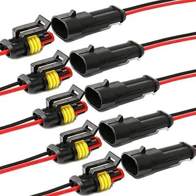 Produktbild von Wasserdichter elektrischer Steckverbinder,2 pin Stecker Autoelektrischer Kabelverbinder mit Kabel 16 AWG Marine für Auto, LKW, Boots- und andere Kabelverbindungen. (10 Pack)