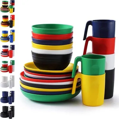 Produktbild von Famanu Servierset 24-teilig - für 6 Personen, wiederverwendbare Teller und Schalen