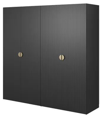 Produktbild von Selsey Moonir - Kleiderschrank 4-türig mit 2 Kleiderstangen, 200 cm, schwarz