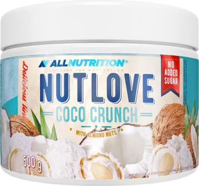 Obrázok produktu pre ALLNUTRITION NUTLOVE 500 g Coco Crunch (kokos-mandľa) / Ochutené orieškové maslá / Lahodné orieškové maslo s čokoládou bez pridaného cukru, soli a palmového oleja