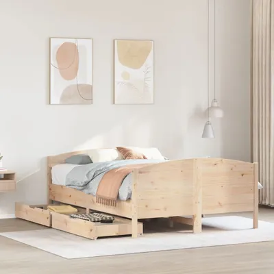 Produktbild von Massivholzbett ohne Matratze 135x190 cm Kiefernholz, Klassische Betten 2024 Neu DesignMöbel