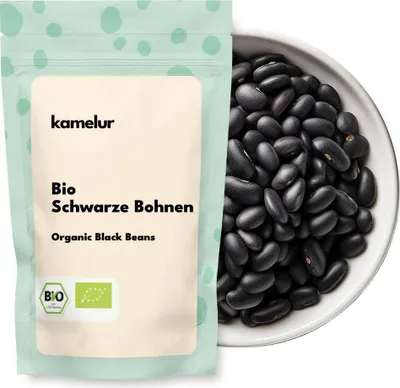 Produktbild von Kamelur® Bio Bohnen schwarz black turtle 500 g