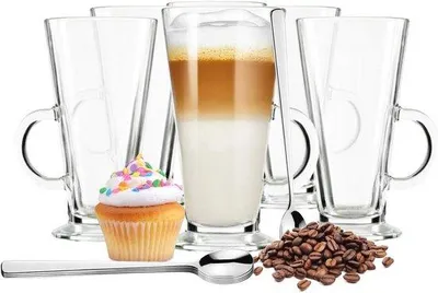 Productafbeelding van Set van 6 Latte Macchiato Glazen - Vaatwasmachinebestendig, 280 ml
