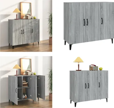 Produktbild von vidaXL Sideboard Grau Sonoma 90x34x80 cm Holzwerkstoff - Sideboard - Sideboards - Schrank - Lagerschrank