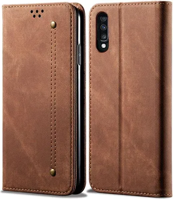 Image de Galaxy A70 Case, étui portefeuille en cuir avec fermeture magnétique et fonction stand pour Samsung Galaxy A70 / A70S Marron