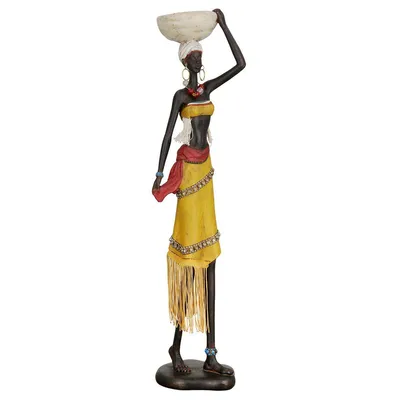 Zdjęcie produktu dla Gilde Figur, Afrikanische Frau, "Auma", Kunstharz, braun, gelb, VE 1, L. 9 cm, B. 10 cm, H. 46 cm 37776 4063387377765