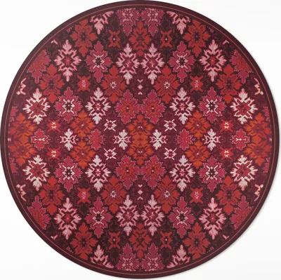 Produktbild von Florales dekoratives Schachbrettmuster– Vinyl Küchenteppich – fi 80cm – Rutschfest, pflegeleicht & langlebig