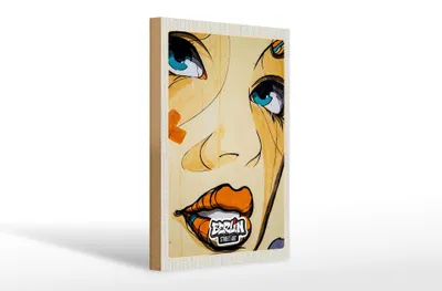 Produktbild von Holzschild Reise 20x30cm Berlin Street art weinenende Frau
