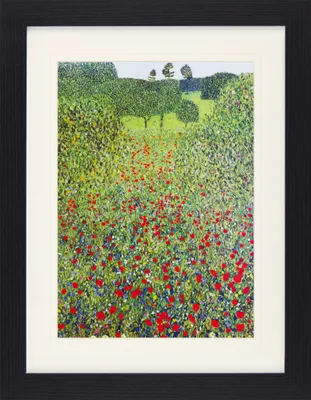 Produktbild von Gustav Klimt Gerahmtes Bild Mit Edlem Passepartout | Wand-Bilder | Im Bilderrahmen - Mohnblumenwiese 1907,  (40 x 30 cm)
