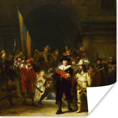 Produktbild von MuchoWow® Poster Die Nachtwache - Rembrandt van Rijn 30x30 cm - Wandposter - Printing