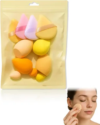 Produktbild von Set von 11 Make-up-Schwämmen in Gelb - Beautyblender und Donsjes für Foundation, Puder und Creme - multifunktional - 7 Formen - Make-up-Zubehör