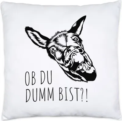 Produktbild von Ob du dumm bist?! Kissen Inkl. Füllung Büro Geschenk Sarkasmus Mitarbeiter Chef Kollegen Esel