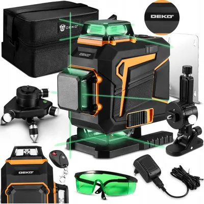 Produktbild von Laserwasserwaage 4D Deko 360° Grün-Set mit Fernbedienung, Akku, Halterung